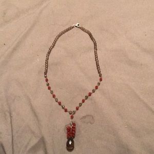 Red and brown beaded necklace